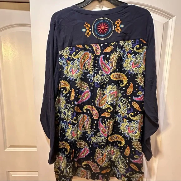 Soft Surroundings Button Up Long Sleeve Womens Size 1X Floral Blouse - Picture 4 of 9